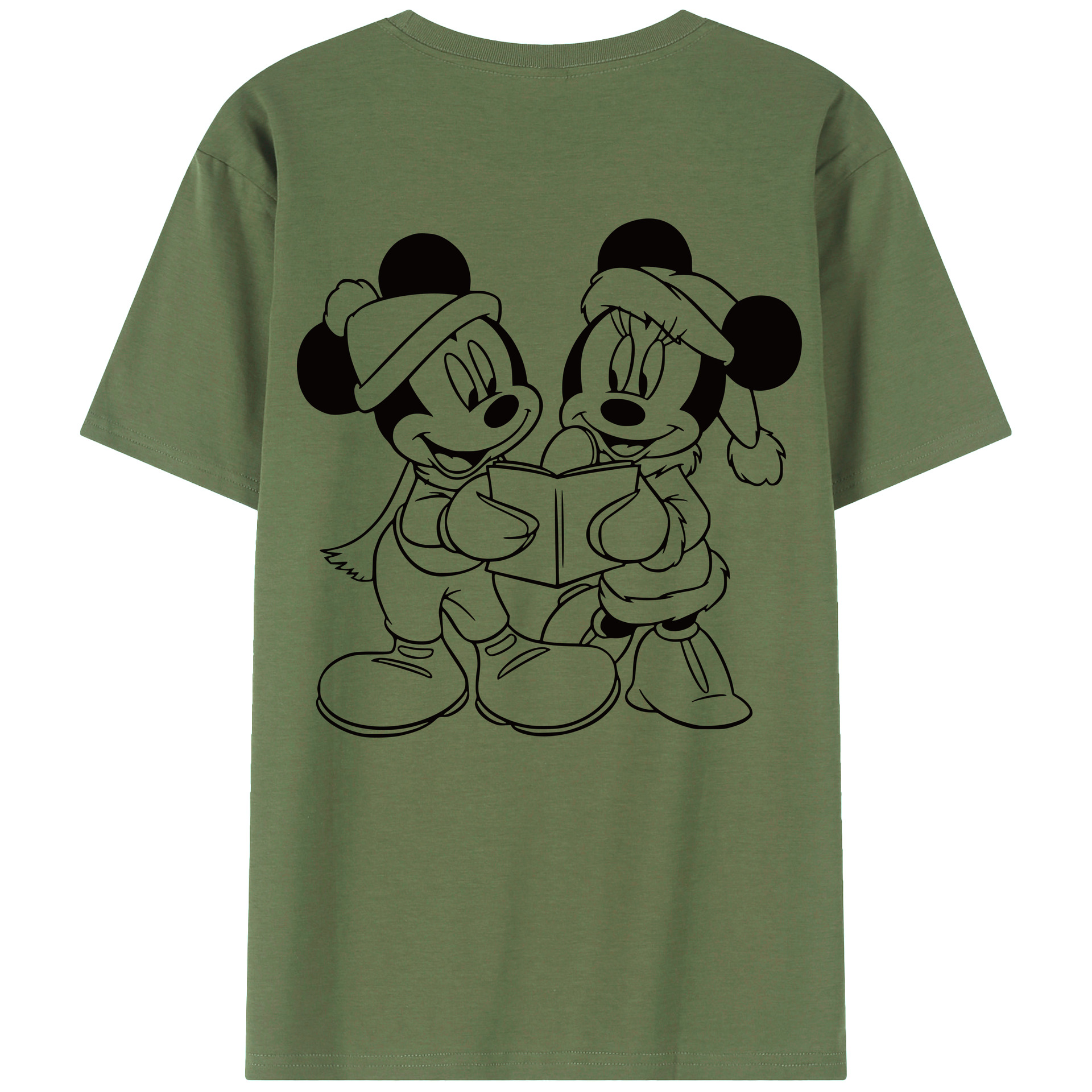 ミッキーマウス Mickey Mouse 綿100％ メンズ半袖Tシャツ（バックプリント） 通気性